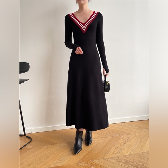 British Style Black Sweater Dress - Picture 5 of 12